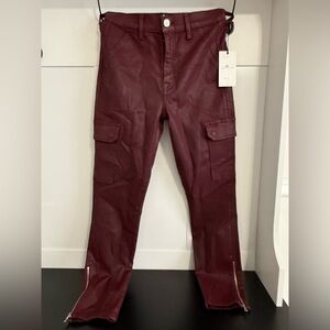 7 For All Mankind Dark Red Zipper Cotton Cargo Jeans